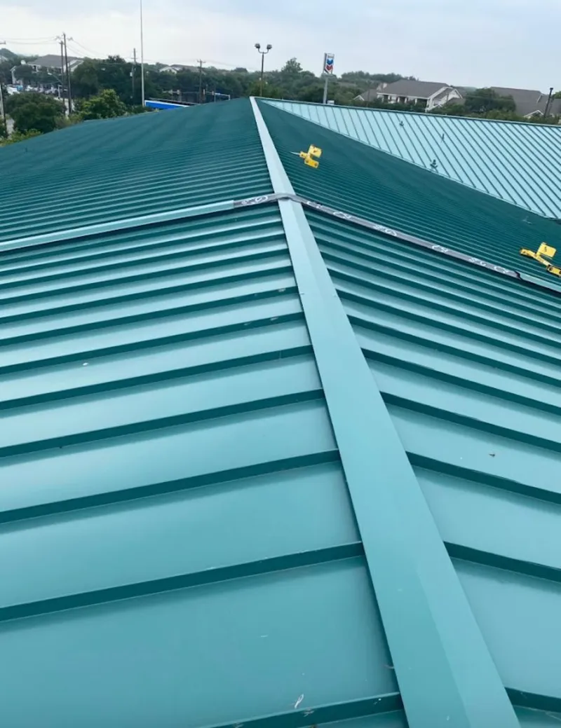 Green commercial metal roof ridge and valley for Metal Roof Repair in Livermore
